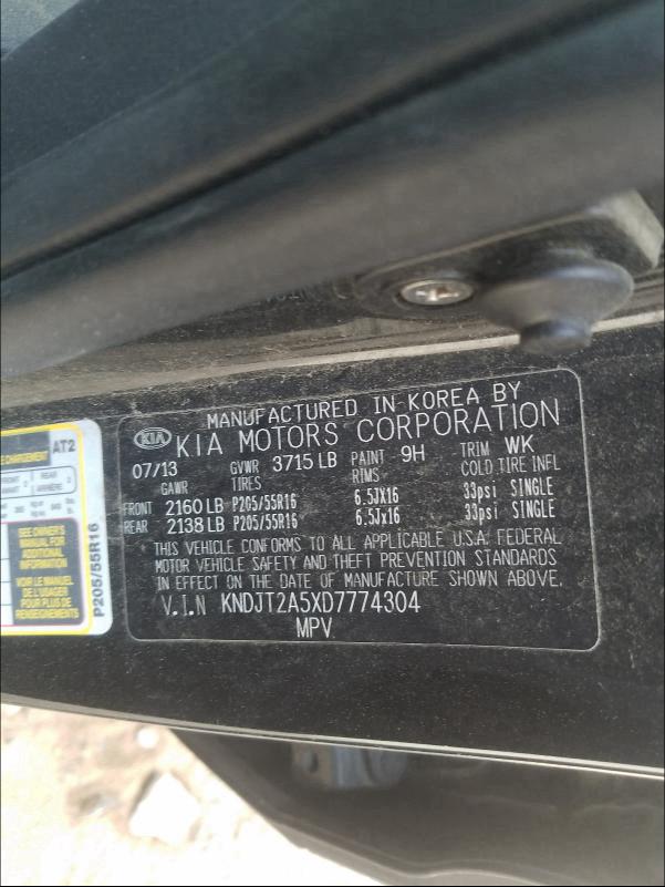 2013 KIA SOUL KNDJT2A5XD7774304