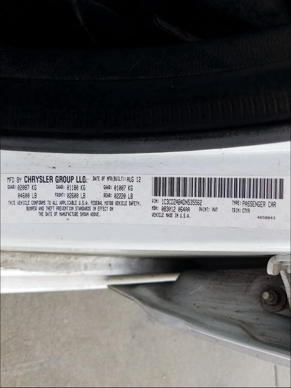 2013 DODGE AVENGER SE 1C3CDZAB4DN535562