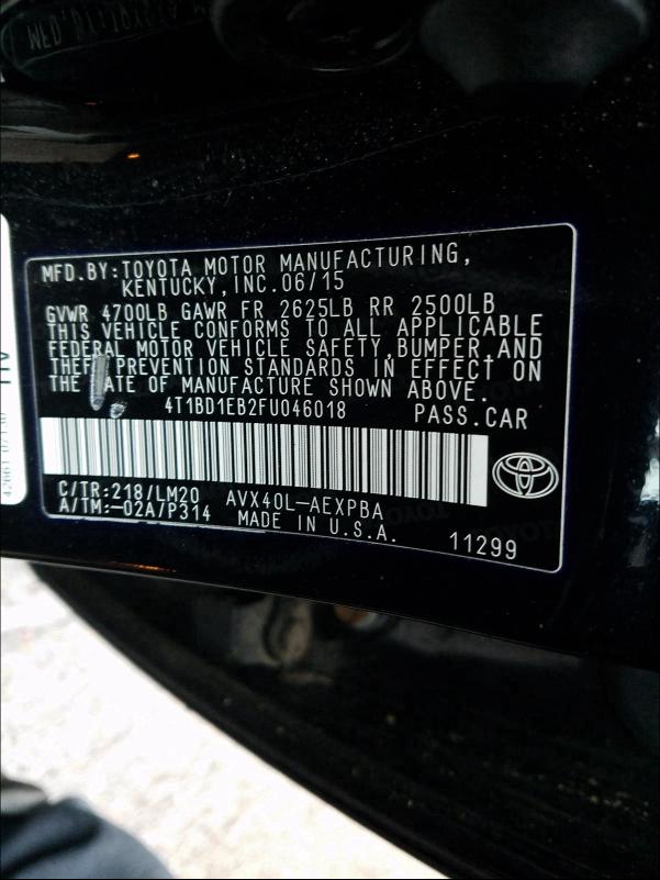 2015 TOYOTA AVALON HYB 4T1BD1EB2FU046018