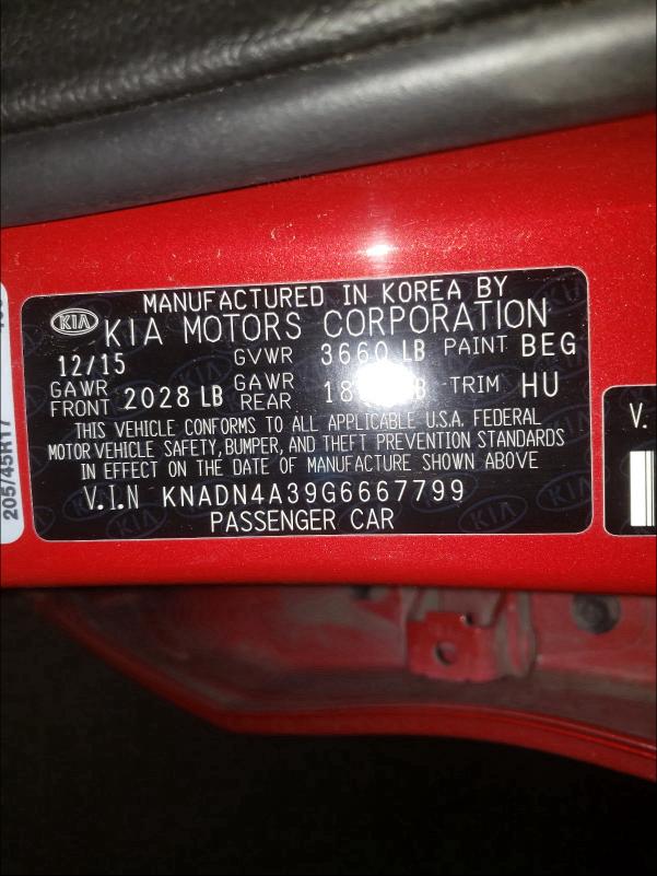 2016 KIA RIO EX KNADN4A39G6667799
