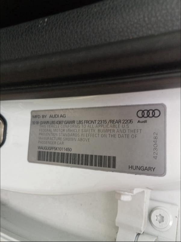 2019 AUDI A3 PREMIUM WAUGUGFF5K1011450