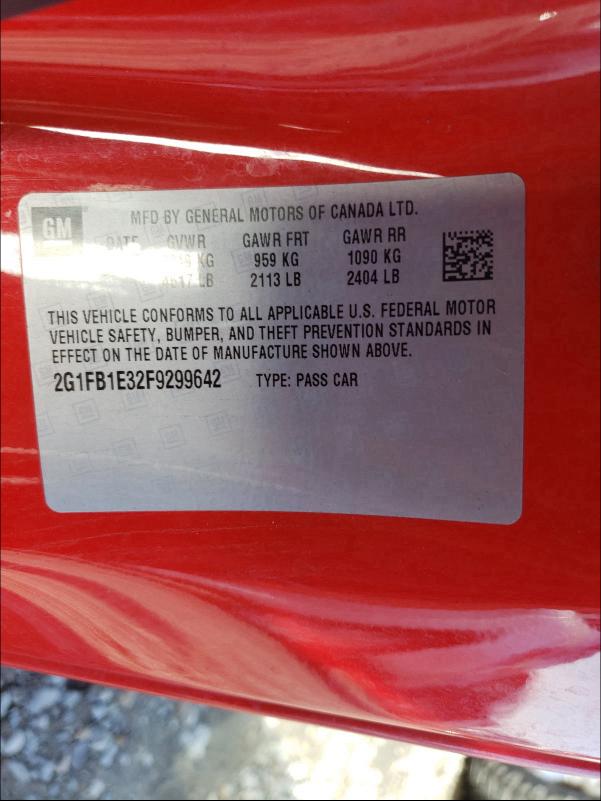 2015 CHEVROLET CAMARO LS 2G1FB1E32F9299642