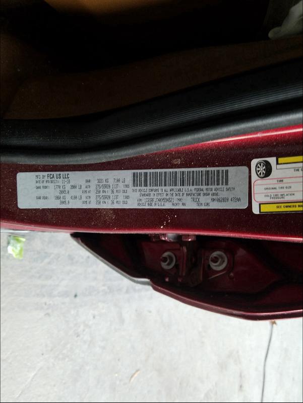 2019 RAM 1500 LARAM 1C6SRFJT4KN594521