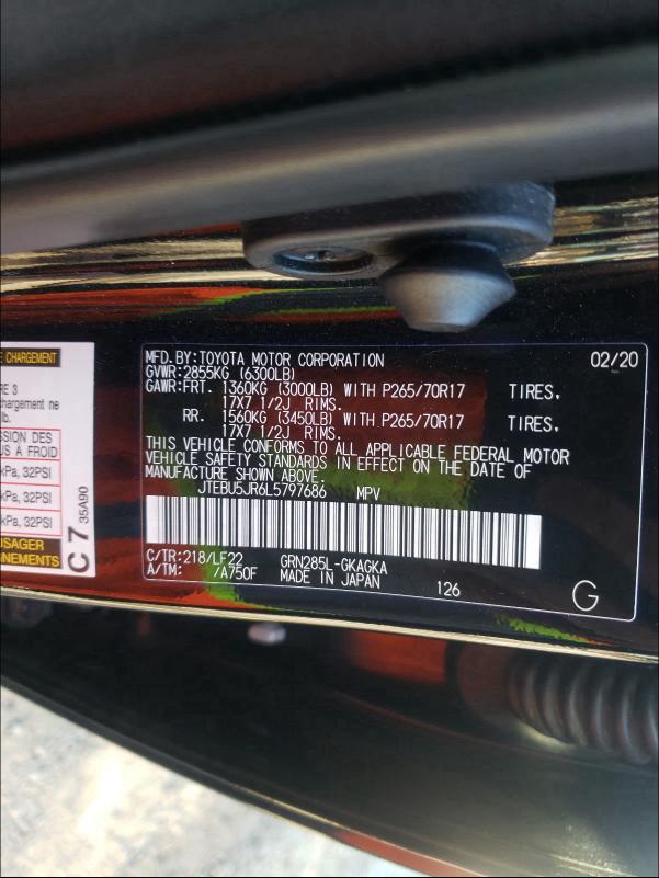 2020 TOYOTA 4RUNNER SR - JTEBU5JR6L5797686