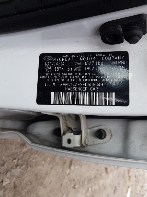 2014 HYUNDAI ACCENT GLS KMHCT4AE2EU686849