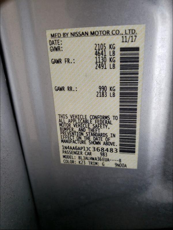 2018 NISSAN MAXIMA 3.5 1N4AA6AP1JC368483