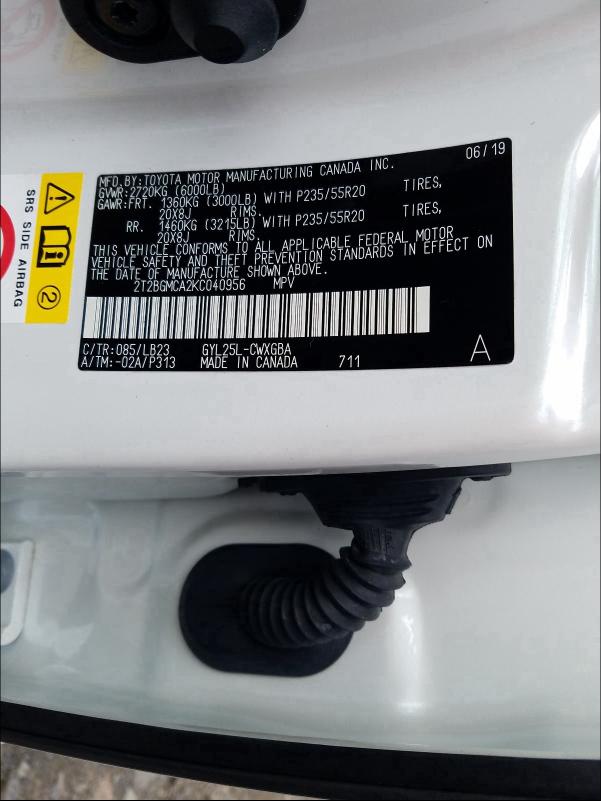 2019 LEXUS RX 450H BA 2T2BGMCA2KC040956