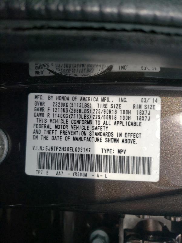 2014 HONDA CROSSTOUR 5J6TF2H50EL003147