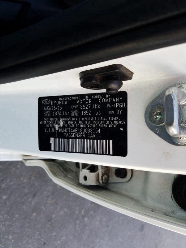 2016 HYUNDAI ACCENT SE KMHCT4AE1GU003154