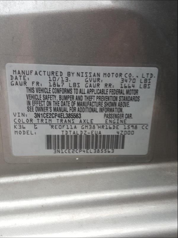 2014 NISSAN VERSA NOTE 3N1CE2CP4EL385563