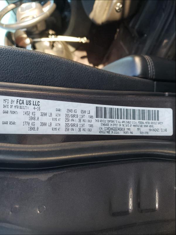 2016 DODGE DURANGO SX 1C4RDHAG2GC403010