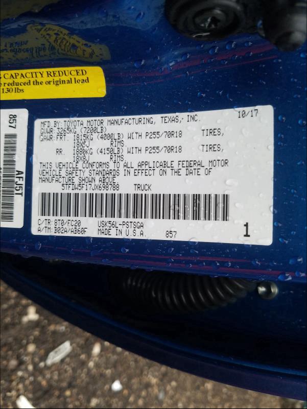 2018 TOYOTA TUNDRA CRE 5TFDW5F17JX698788