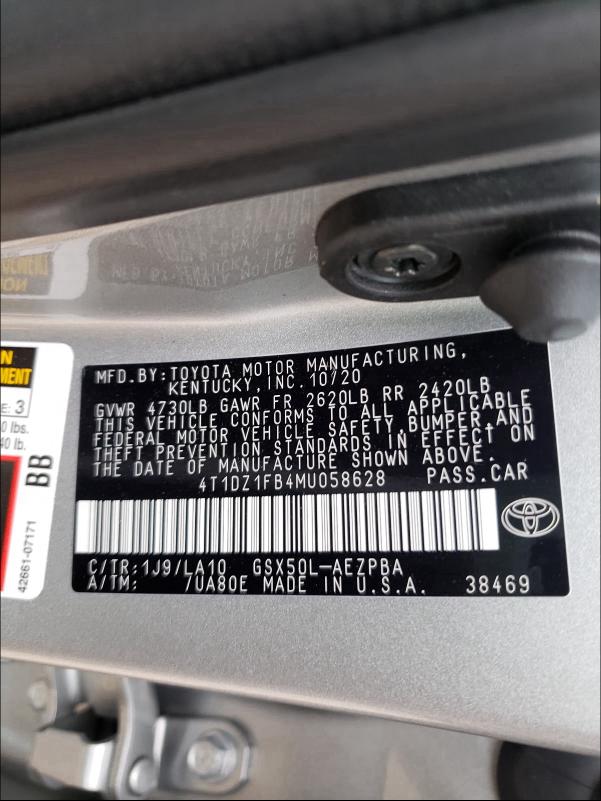 2021 TOYOTA AVALON LIM 4T1DZ1FB4MU058628