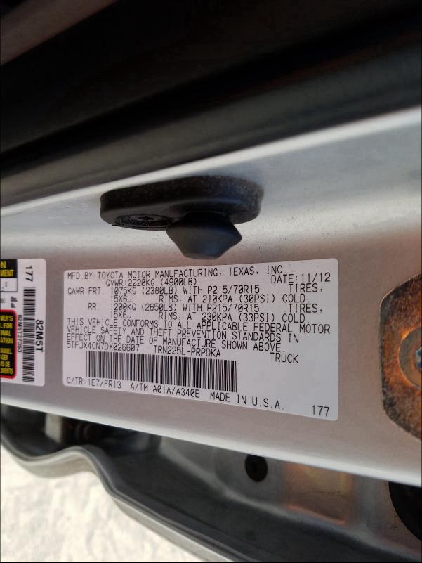 2013 TOYOTA TACOMA DOU 5TFJX4CN7DX026607