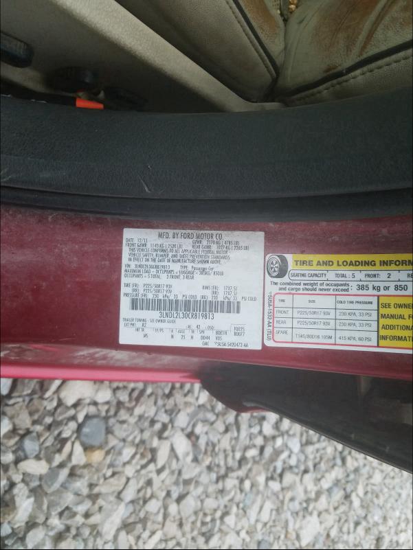 2012 LINCOLN MKZ HYBRID 3LNDL2L30CR819813