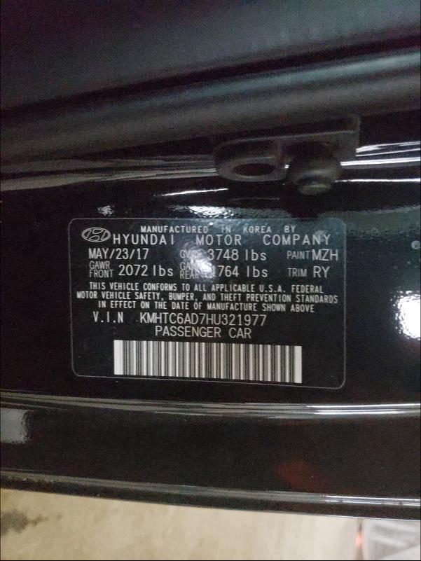 2017 HYUNDAI VELOSTER KMHTC6AD7HU321977