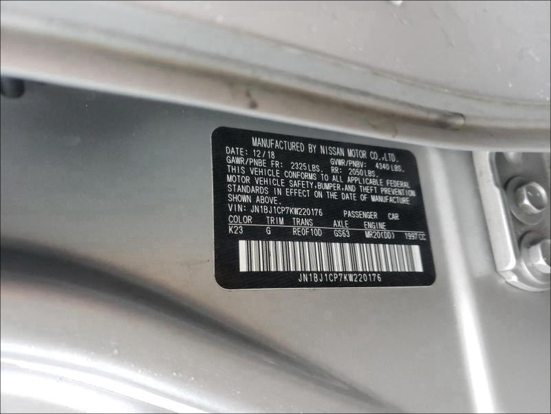 2019 NISSAN ROGUE SPOR JN1BJ1CP7KW220176