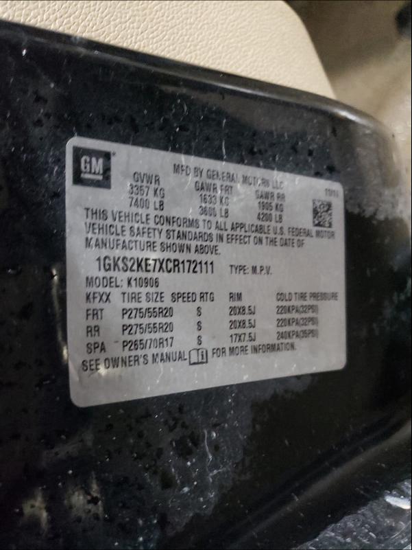 2012 GMC YUKON XL K 1GKS2KE7XCR172111
