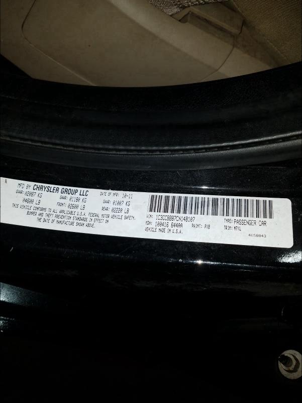 2012 CHRYSLER 200 TOURIN 1C3CCBBB7CN148107