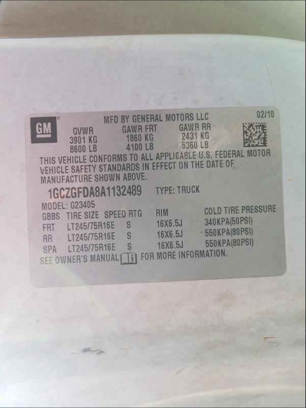 2010 CHEVROLET EXPRESS 1GCZGFDA8A1132489