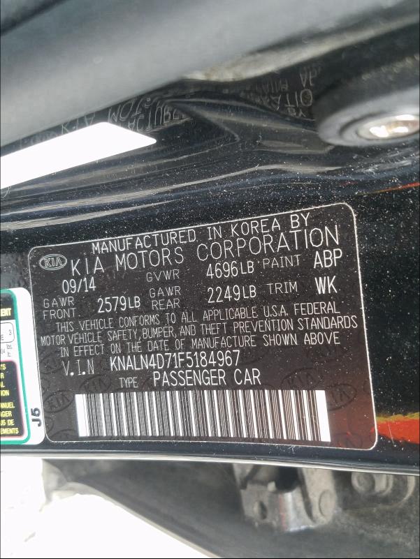 2015 KIA CADENZA PR KNALN4D71F5184967