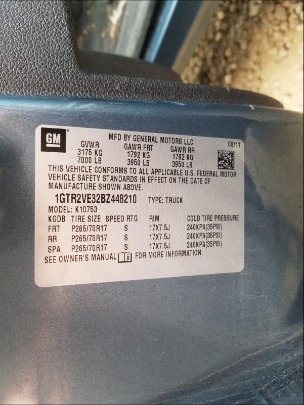 2011 GMC SIERRA K15 1GTR2VE32BZ448210