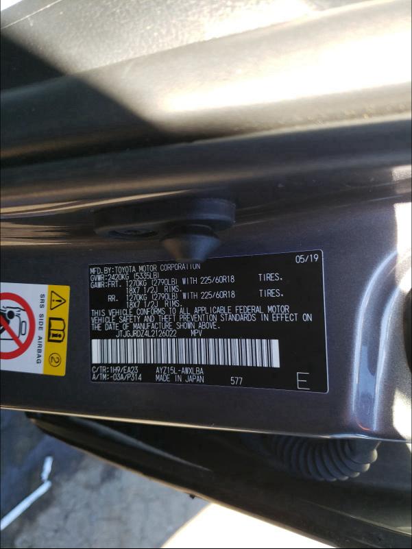 2020 LEXUS NX 300H JTJGJRDZ4L2126022