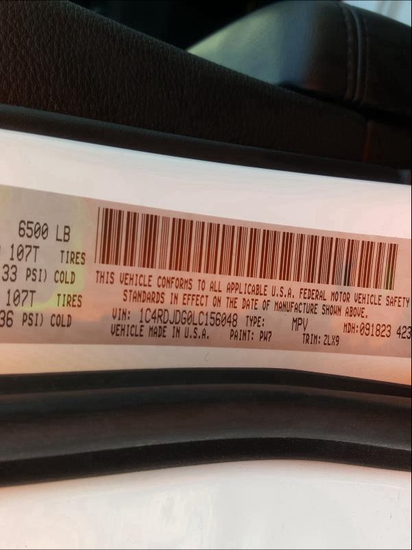 2020 DODGE DURANGO GT 1C4RDJDG0LC156048