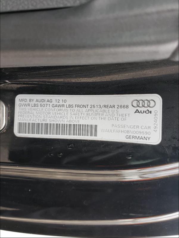 2011 AUDI A5 PREMIUM WAULFAFH0BN009590