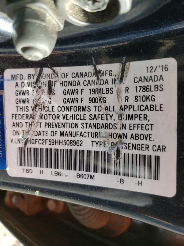 2HGFC2F59HH508962 2017 Honda Civic Lx 2.0L