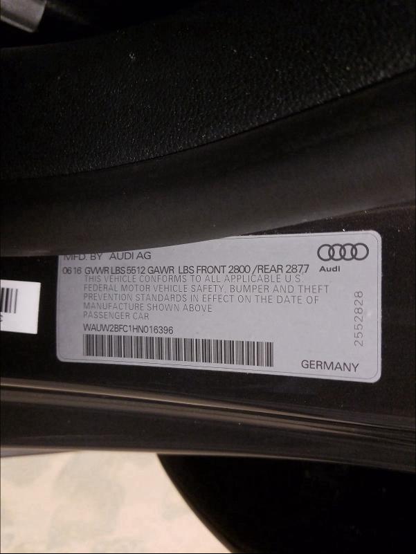 2017 AUDI A7 PREMIUM WAUW2BFC1HN016396