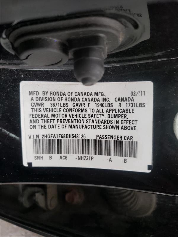 2011 HONDA CIVIC LX-S 2HGFA1F68BH548126