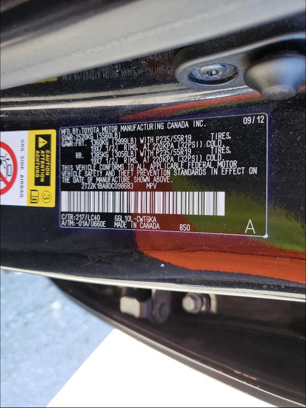 2013 LEXUS RX 350 2T2ZK1BA8DC098683
