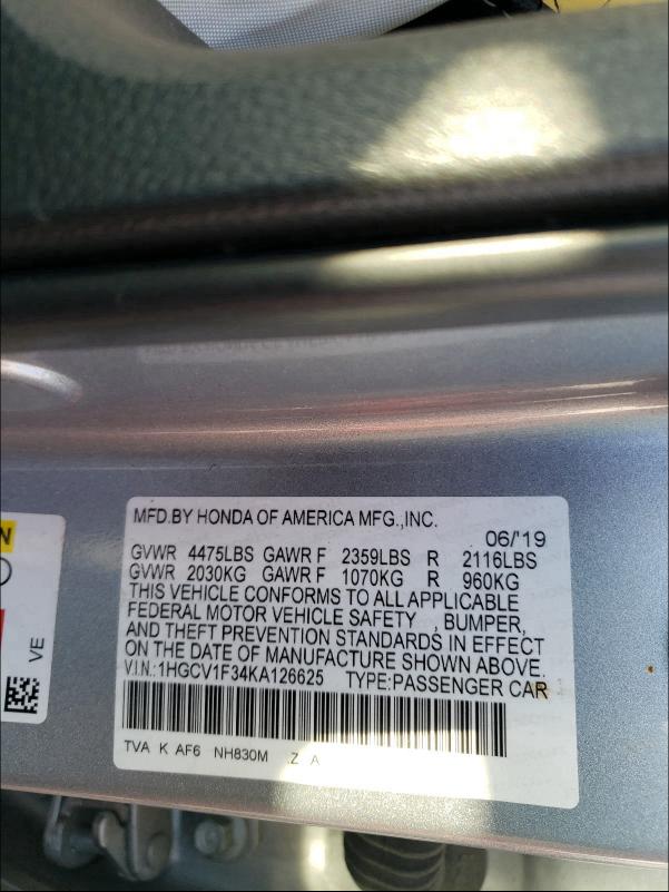 2019 HONDA ACCORD SPO - 1HGCV1F34KA126625