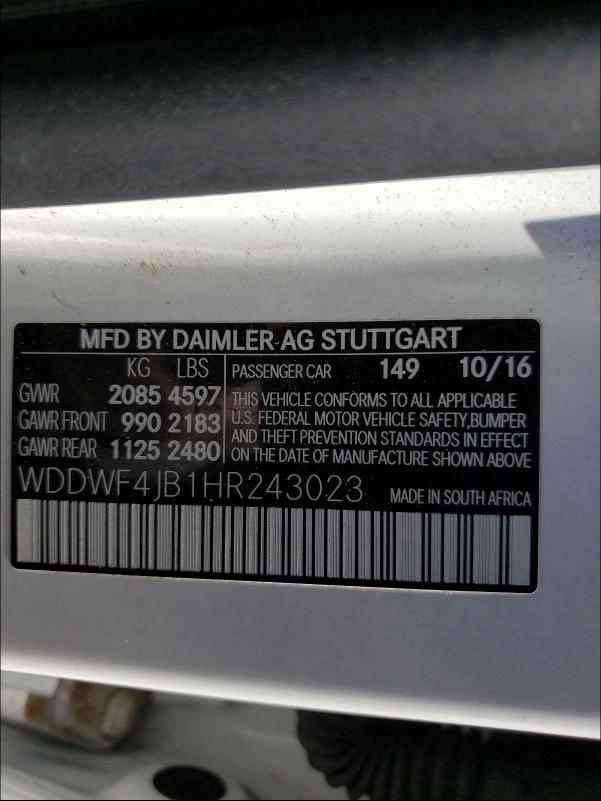 2017 MERCEDES-BENZ C 300 WDDWF4JB1HR243023