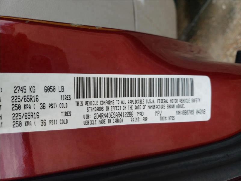 2010 DODGE GRAND CARA 2D4RN4DE9AR412286