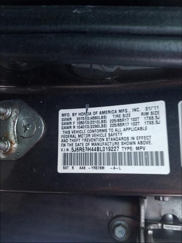 2011 HONDA CR-V SE 5J6RE3H44BL019227