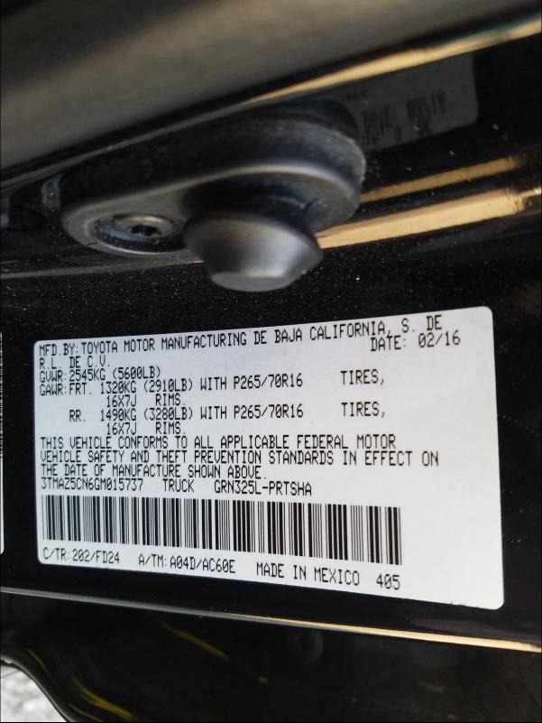 2016 TOYOTA TACOMA DOU - 3TMAZ5CN6GM015737