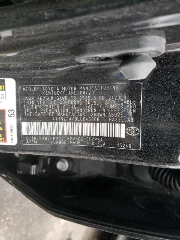 2020 TOYOTA CAMRY TRD 4T1NZ1AK9LU045366