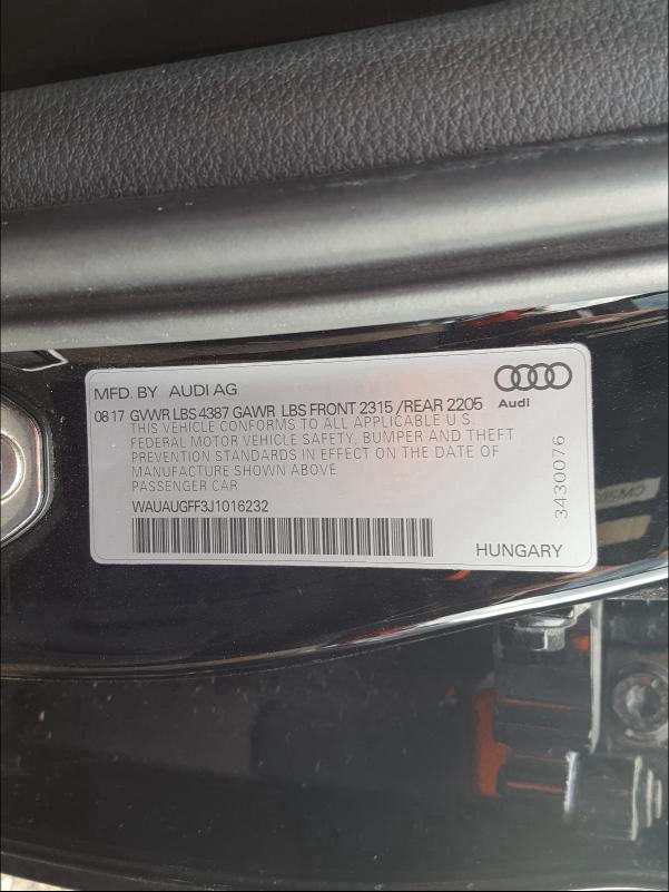 2018 AUDI A3 PREMIUM WAUAUGFF3J1016232
