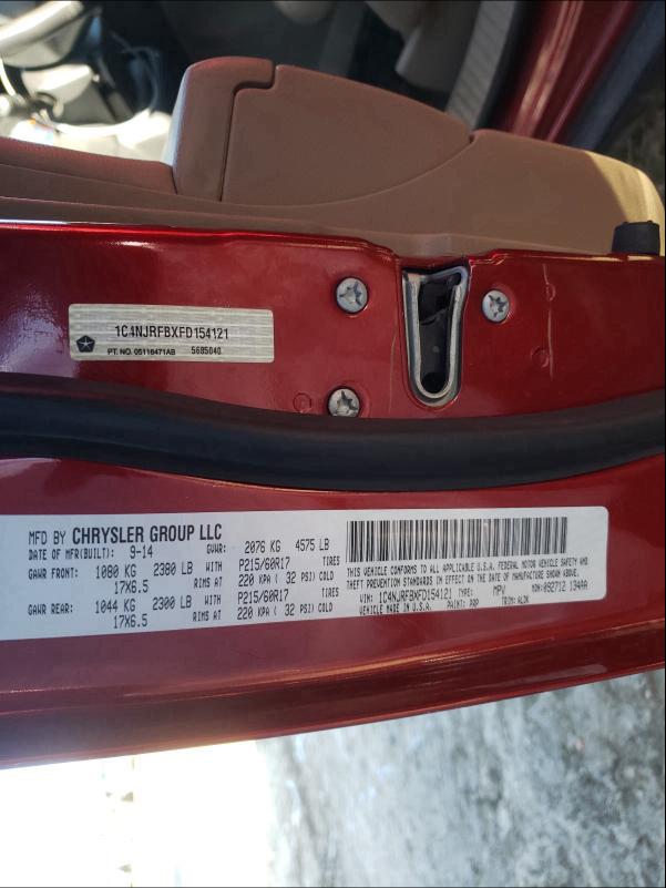 2015 JEEP PATRIOT LA 1C4NJRFBXFD154121