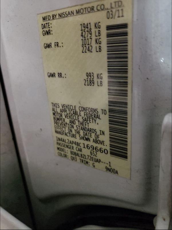 2011 NISSAN ALTIMA BAS 1N4AL2AP4BC169660