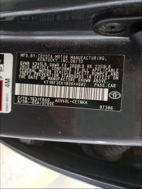 2011 TOYOTA CAMRY BASE 4T1BF3EK1BU644682