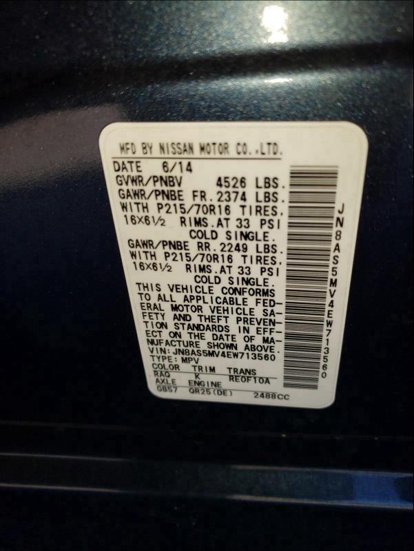 2014 NISSAN ROGUE SELE JN8AS5MV4EW713560