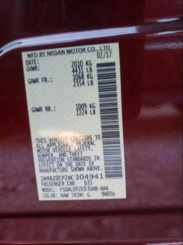 1N4BZ0CP2HC304941 2017 Nissan Leaf S U