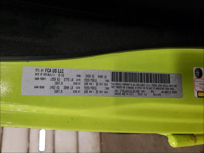 2016 JEEP WRANGLER U 1C4BJWKG1GL321492