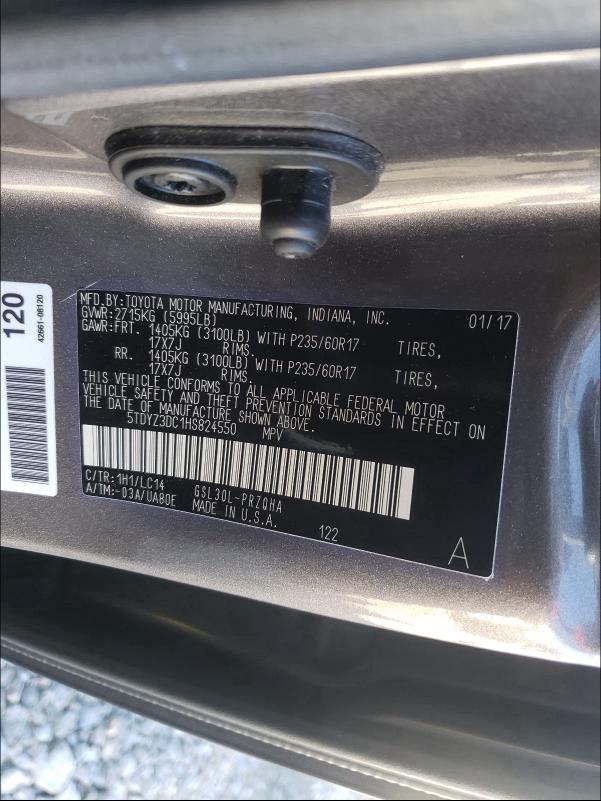 2017 TOYOTA SIENNA XLE 5TDYZ3DC1HS824550