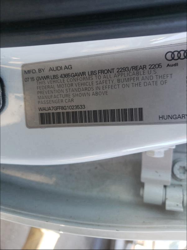 2016 AUDI A3 PREMIUM WAUA7GFF8G1023533
