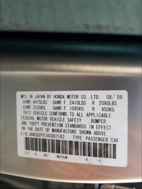 2010 ACURA TSX JH4CU2F67AC007163