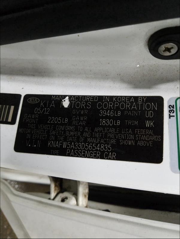 2013 KIA FORTE SX KNAFW5A33D5654835